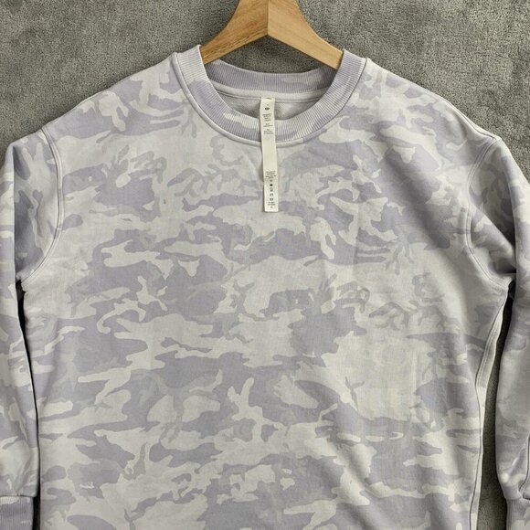 Lululemon Sweatshirt Women 2 Perfectly Oversized Crew Camo Alpine White Sweater - Picture 4 of 8